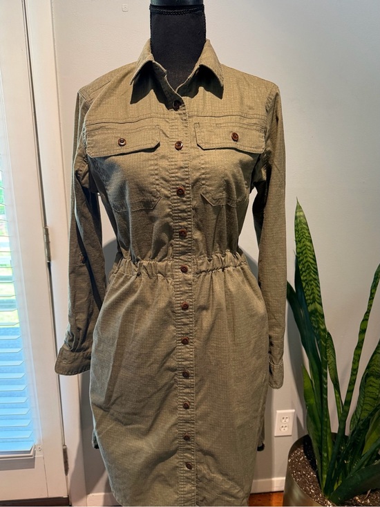 Duluth Trading Co Dresses & Skirts - Duluth Trading Company Utility Olive Color Hempstop Shirtdress - Extra Small